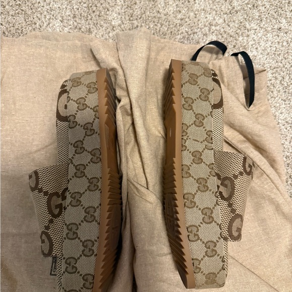 Gucci Beige and Brown GG Monogram Slides - Picture 2 of 6